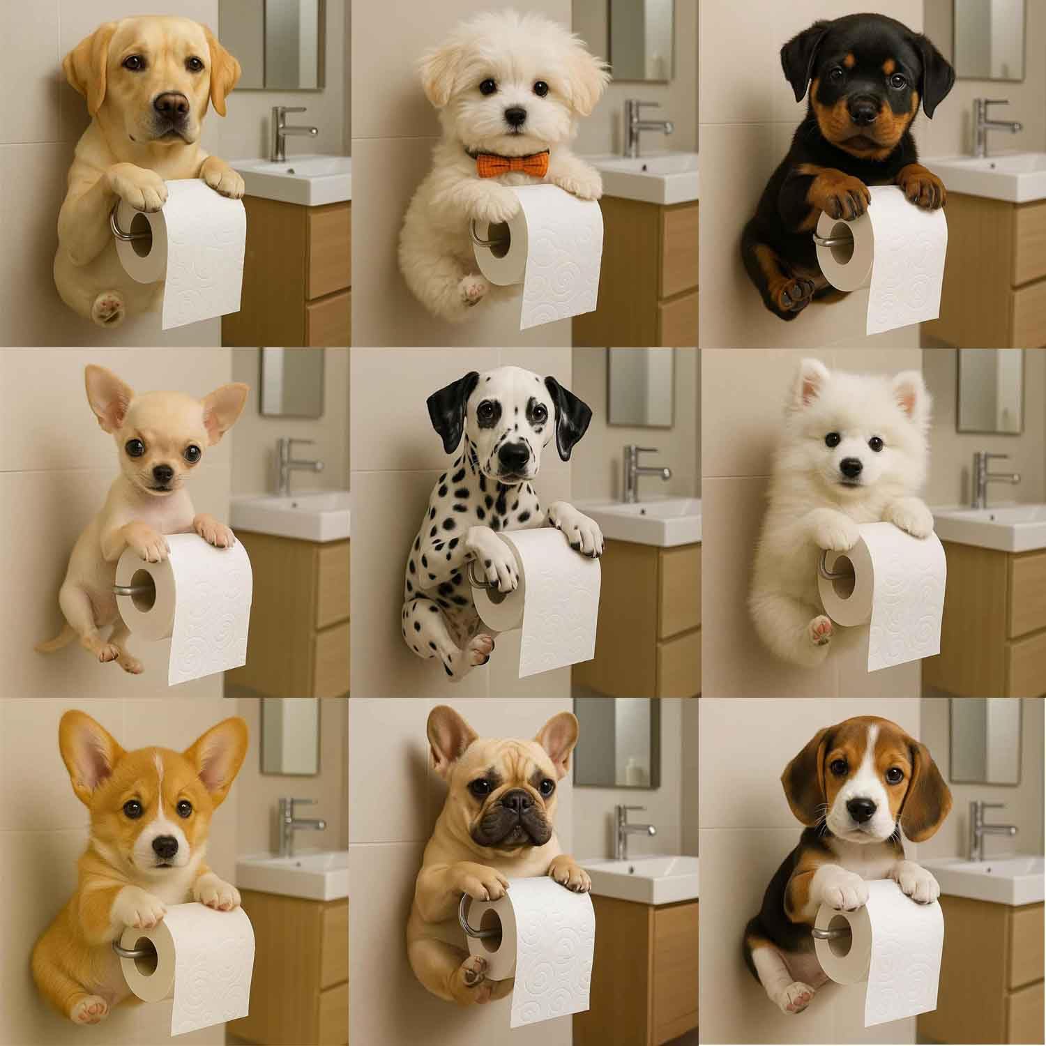 Puppy Tissue Holder Wall Mounted Roll Dispenser Funny Dog Paper Towel Rack Realistic 3D Printed Toilet Paper Holder Bathroom Decor, Dachshund
