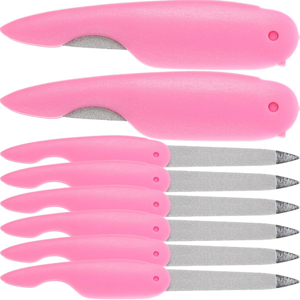 Balacoo 8 Limas de Uñas Plegables Portátiles y Fáciles de Usar de Metal y Abs para Manicura y Pedicura para Uso en Casa o Salón