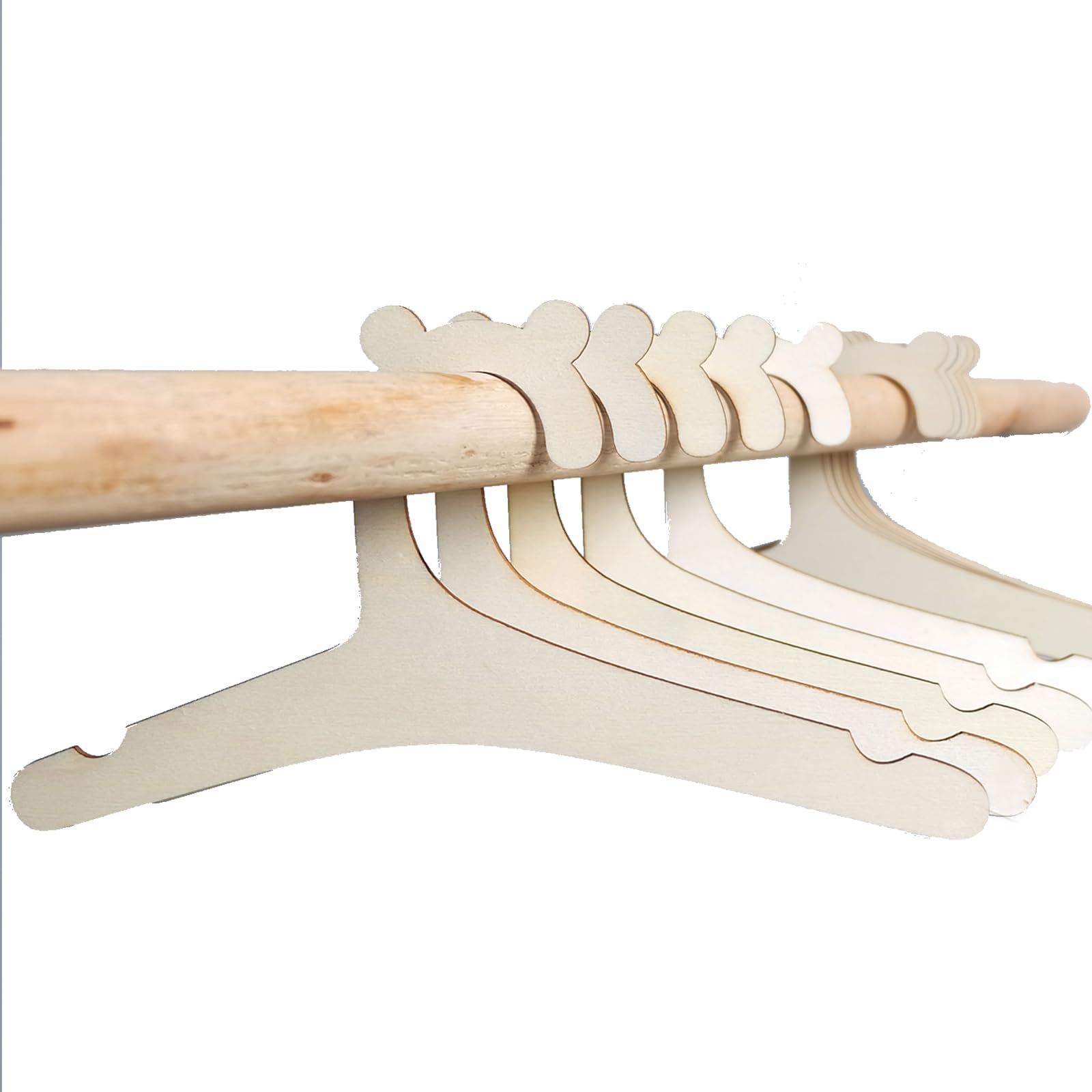 10 Pezzo Appendiabiti per Bambini, Grucce Appendiabiti in Legno per Vestiti da Bambino, Appendini Impilabili, per Unisex Bambino Neonati