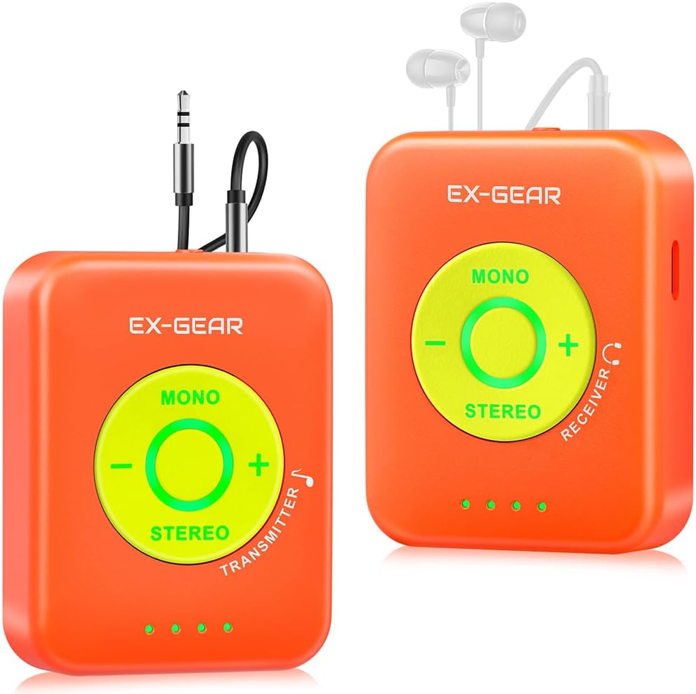 Wireless in Ear Monitor System 5.8GHz, Ultra-Low Latency Clear Stereo Monitoring, 48kHz/24-bit Audio, Rechargeable TX/RX, One-to-Many Auto-Pairing, Orange & Green