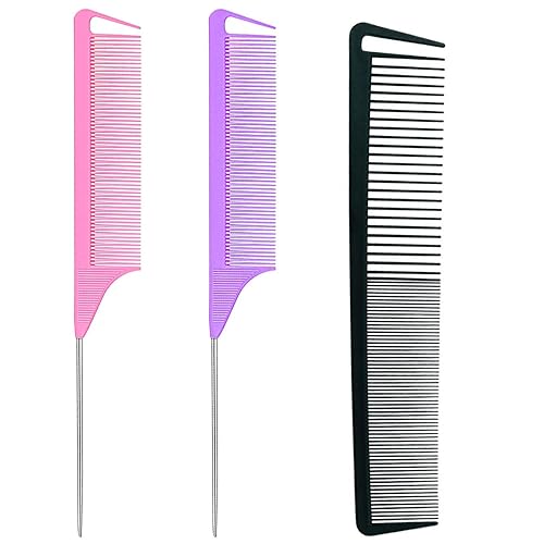 Peine de cola de rata, peine de separación para trenzas de peluquería, peines de fibra de carbono, peine de acero inoxidable para mujeres y hombres,