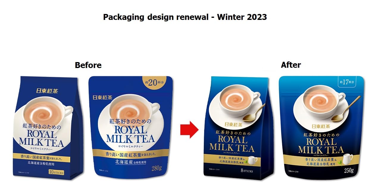 Nittoh Kocha Royal Milk Tea Té con leche instantáneo japonés, 250 g, juego de 3 paquetes