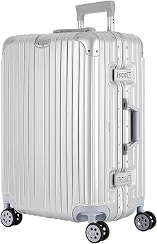 Amazon Sahasaha スーツケース キャリーケース キャリーバッグ ファスナー式 アルミフレーム式 安心保証 機内持ち込みサイズから 傷が目立ちにくい Tsaロック ハードキャリー ジッパー 人気色 全サイズ 有り シルバー アルミフレーム Mサイズ 5 7泊 約66リットル