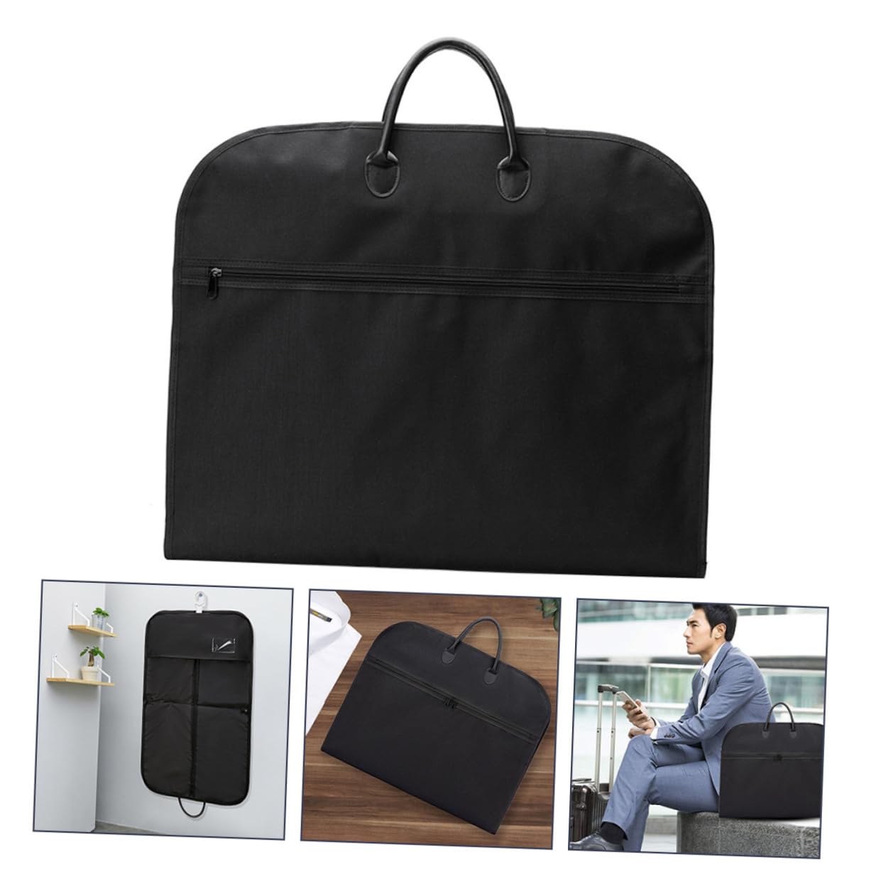 STOBAZA Bolsa Funda Protectora para Trajes de Tela Oxford Portátil Plegable Negra Ligera y Conveniente para Viajes y Negocios para Vestidos y Abrigos