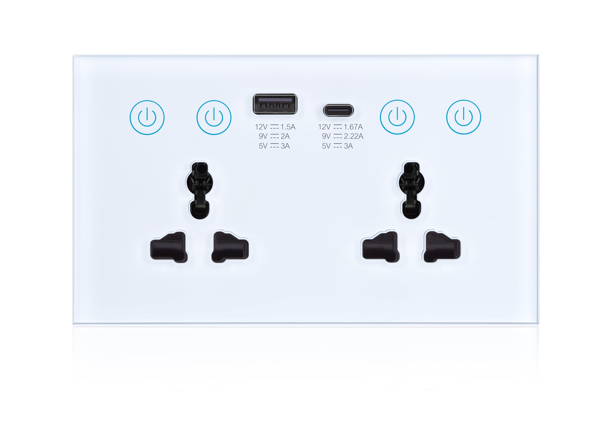 WiFi Bluetooth Smart Wall Outlet 2 sockets 2USB Charging Port Compatible with Alexa App and Voice Control Use