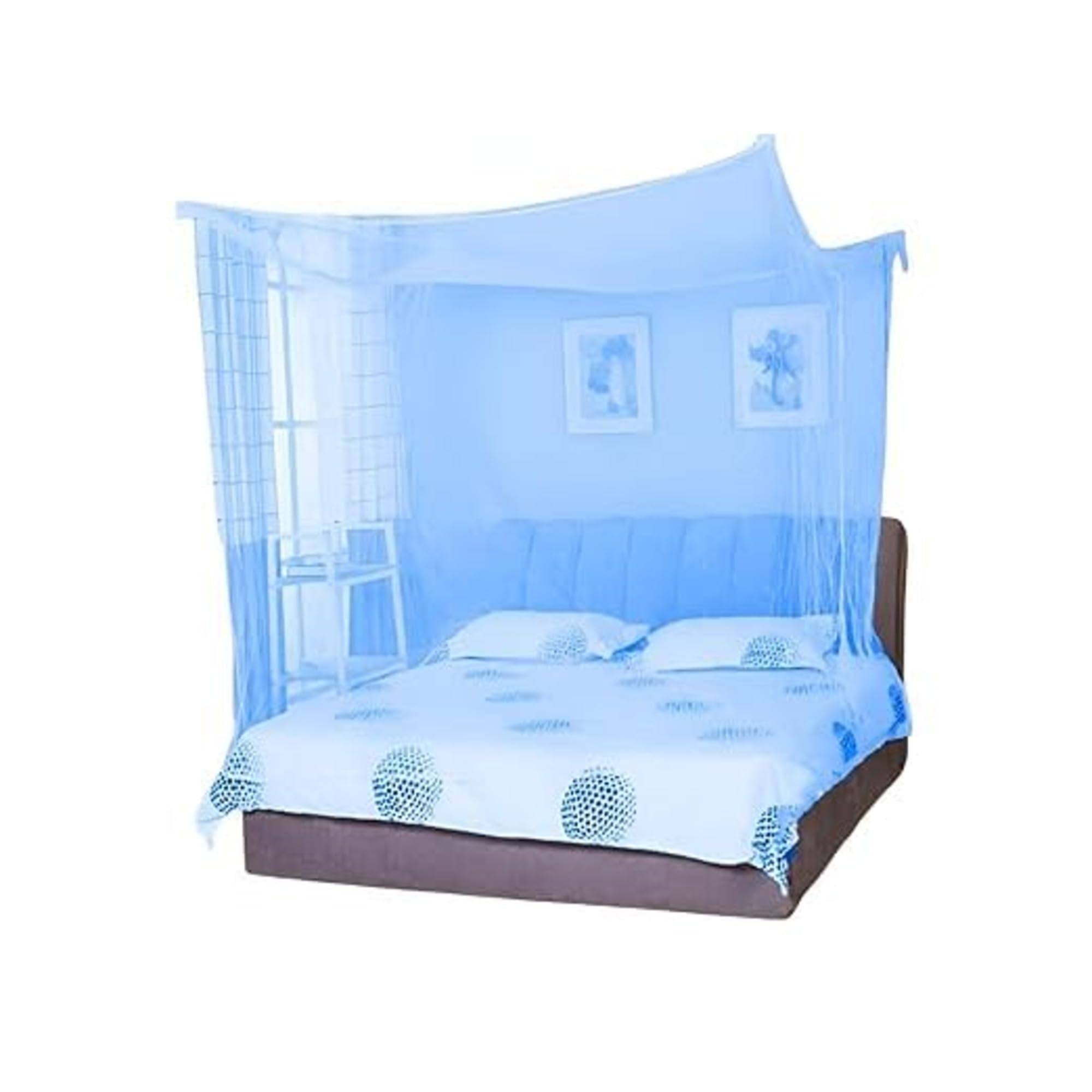 Polycotton Mosquito Net (Machhardani) for King Size Bed (Blue, 7x7 ft) | Strong, Breathable & Lightweight | Easy Setup, Durable & Portable | Full Protection for Home & Travel.
