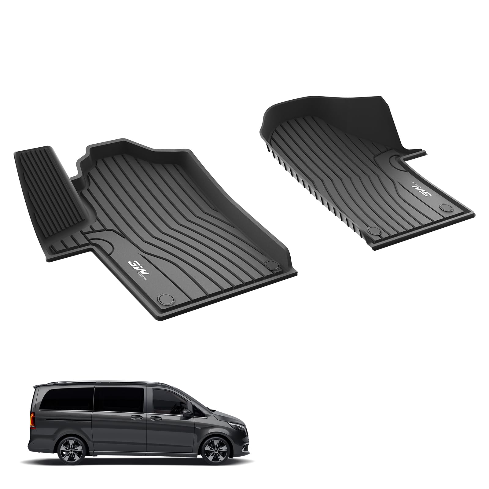3W Fußmatten für Mercedes Benz V Klasse W447 2015-2026 | TPE Thorex™ Allwetter | 3D Maßgeschneiderte Passform | Hundefreundlich Auto Zubehör | Wasserdicht & Kratzfest | Antirutsch