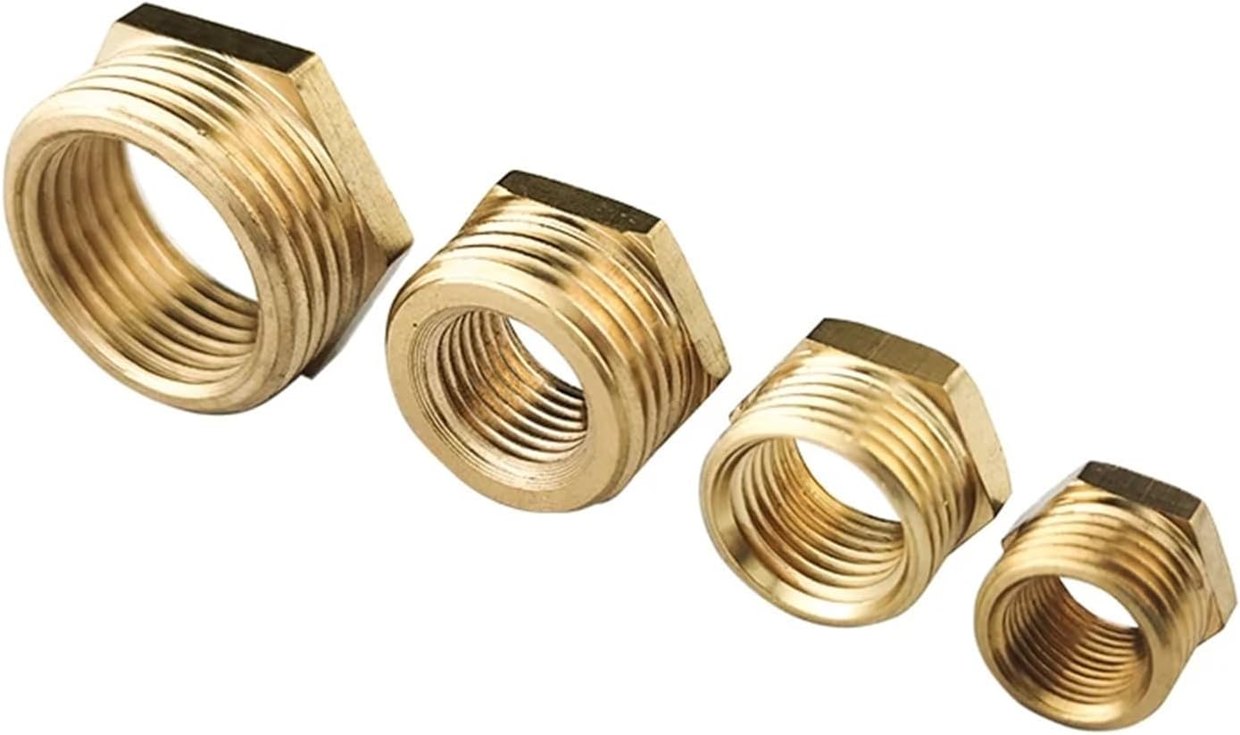 M5 1/8 1/4 3/8 1/2 3/4 1 Brass Adapter Fitting Reducing Hexagon Bush Bushing Male To Female Connector Fuel Water Gas Oil 1Pcs(01 to 02)
