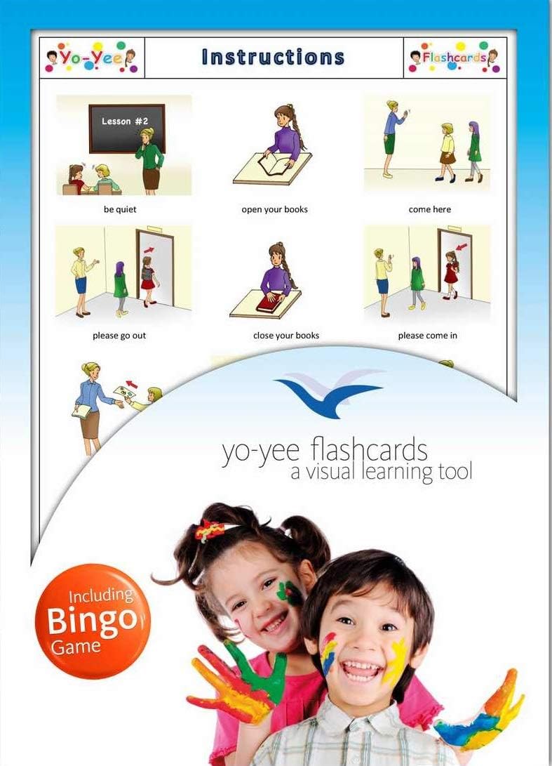 Instruction Flash Cards with Matching Bingo Game Cards in One Set - Vocabulary Picture Cards for Toddlers, Kids, Children and Adults