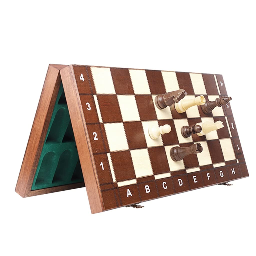 ZAW Schach Schach-Set magnetische Massivholzschach-Falten-Falten-Heißstempelschach-Box 2- zusätzliche Queens Schachbrett-Spiel-Geschenk for Erwachsene Chess (Color : Magnetic)