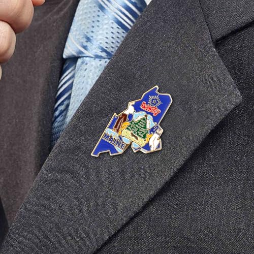 Image of State Shaped Map Lapel Metal Pin Enamel Brooch Keepsake Beautifully Designed for Backpack Hat