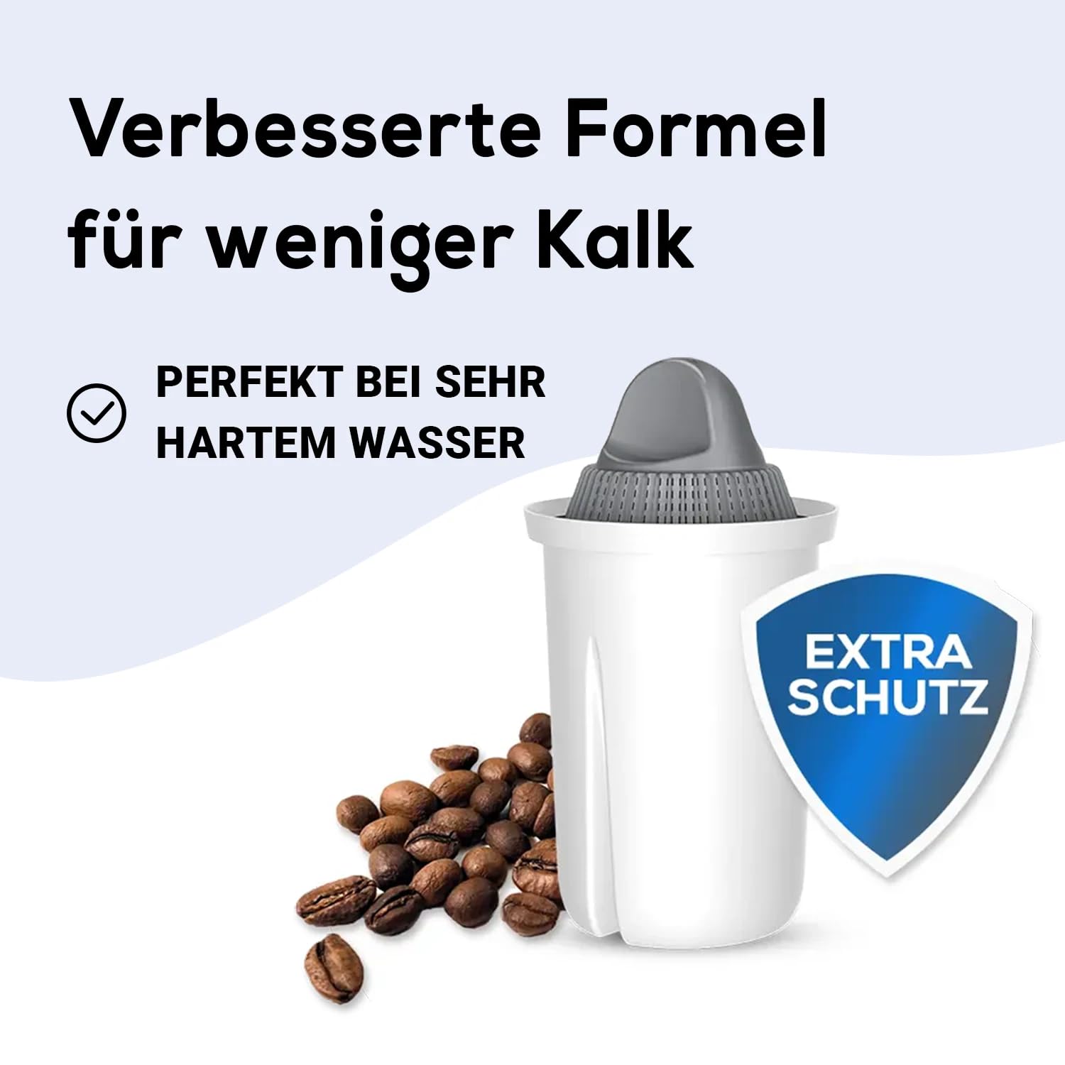PearlCo - Carafe avec filtre à eau en verre - blanc - 1 cartouche Protect+ classic incluse (compatible avec Brita Classic)