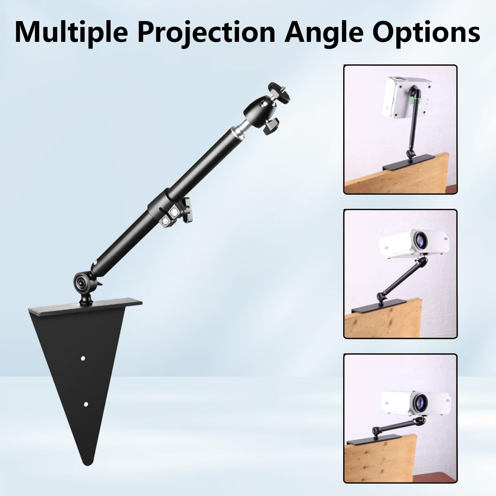 Support de projecteur sans perçage pour lit et canapé - Longueur réglable de 33 à 45 cm - Support mural en métal avec réglage multi-angles pour projecteur compatible avec Z6X