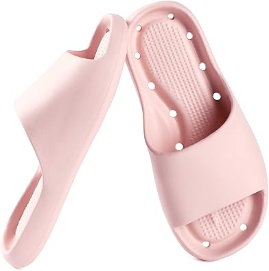 Arch Support Shower Shoes for Women and Men Quick Drying with Drain Holes Slide Sandals Soft Cushioned Anti-Slip Pool Slides Comfort Bathroom Shower Slides