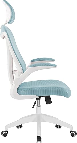 Miniatura 5 de Porthos Home Raif - Silla de oficina con reposacabezas, respaldo de malla transpirable en forma de S, sistema de inclinación central, reposabrazos