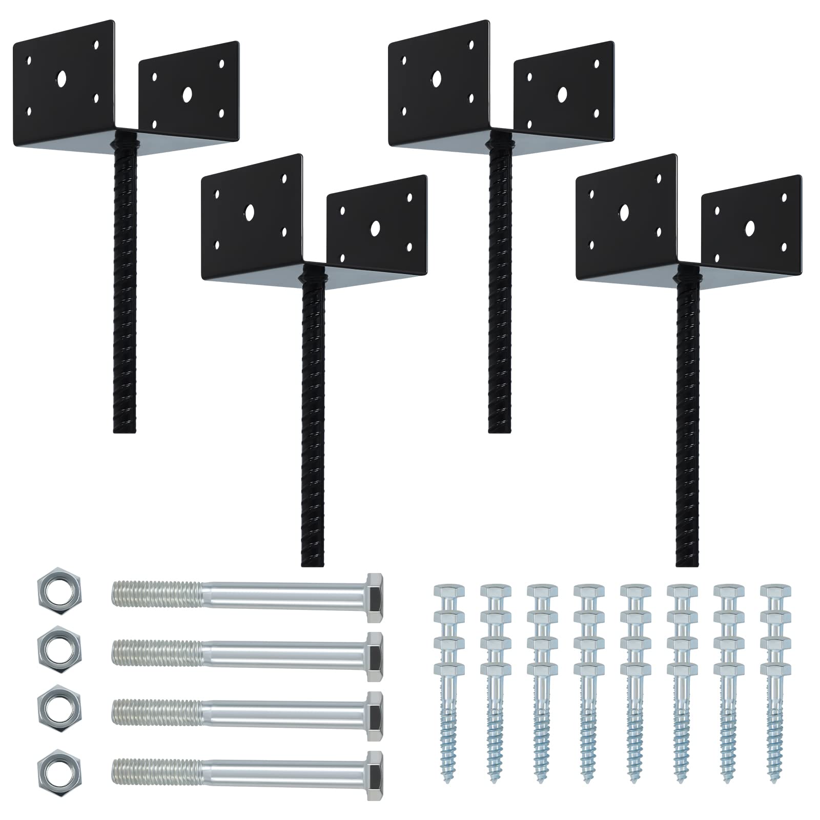 Photo 1 of Gtongoko U Shape Fence Post Holder 4 Inches x 4 Inches 4 Pack, Concrete Post Anchor Deck Post Base Black 4×4 Inch