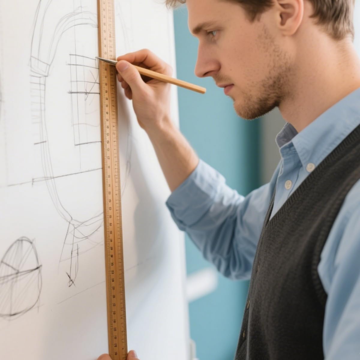 Paquete de 3 reglas de madera, regla de madera natural con puntas de metal para colgar, 36 pulgadas para aula, escuela, medición de ropa, oficina, ingenieros, arquitectos