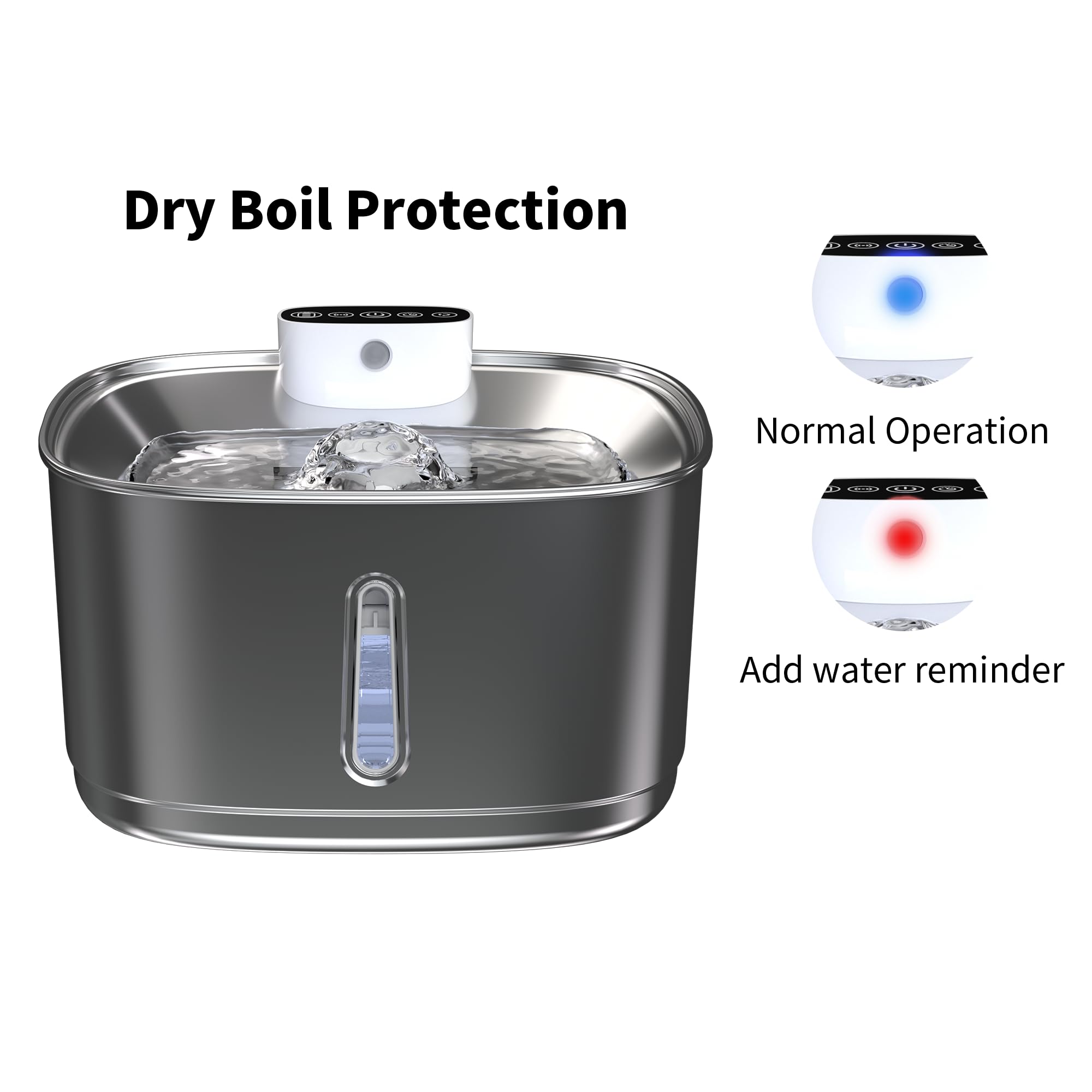 Fuente de agua para gatos de acero inoxidable - 3,2 l fuente de agua para mascotas inalámbrica con sensor de movimiento y 4 filtros de repuesto, dispensador de agua automático ultra silencioso