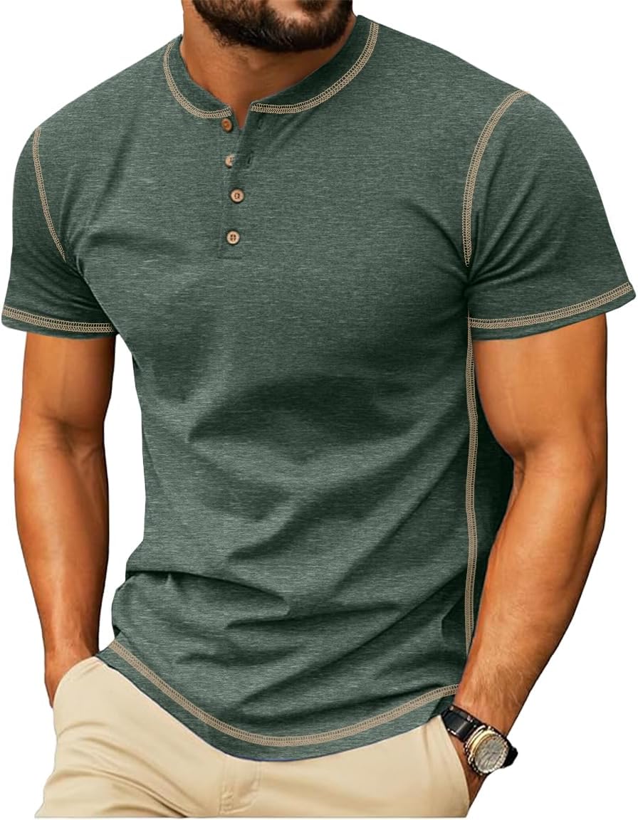 Sailwind Mens Henley Shirts Casual Lightweight Summer T-Shirt Cotton Maverick Short Sleeve - Image 2