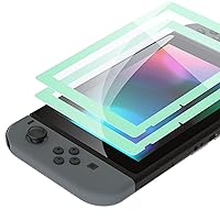 Vista 16 de eXtremeRate 2 Pack Black Border Transparent HD Clear Saver Protector Film, Tempered Glass Screen Protector for Nintendo Switch