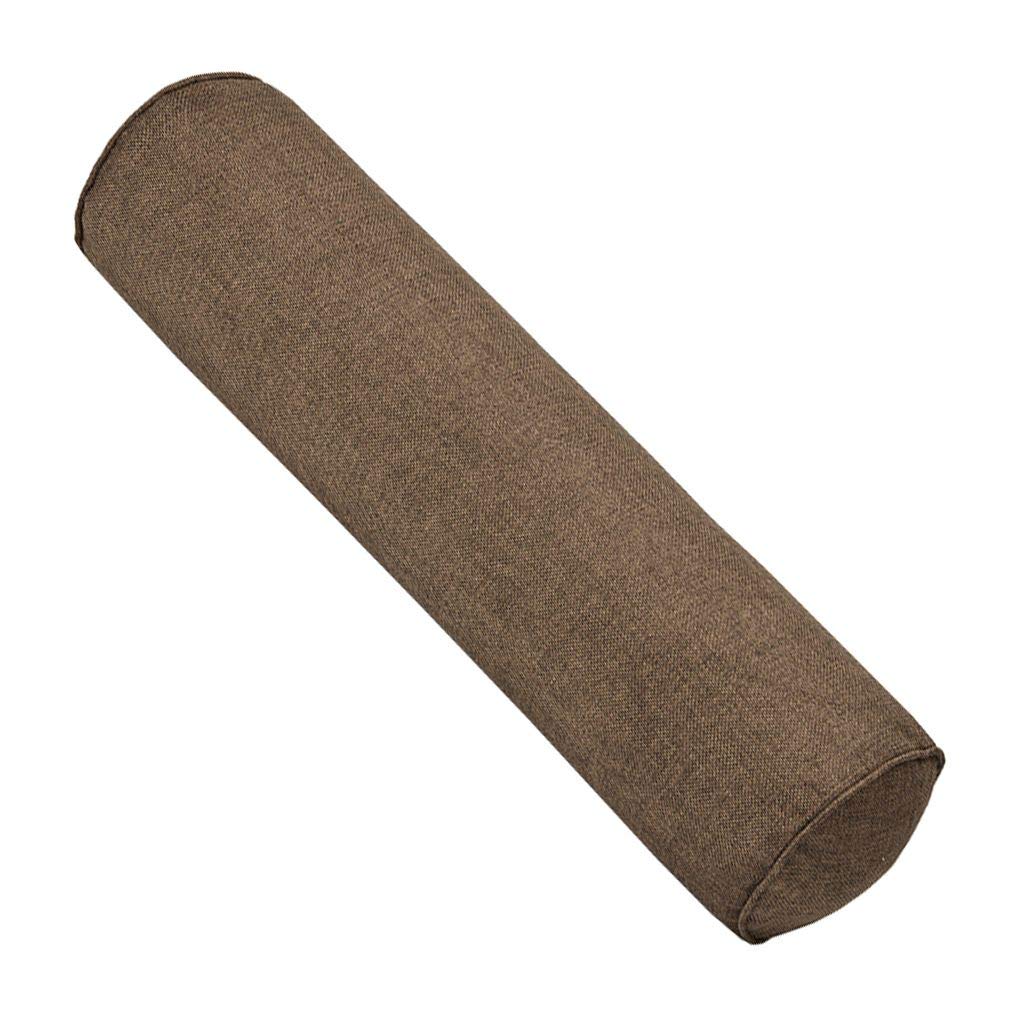 YiyiLai Cotton Linen Tube Waist Cushion Sofa Office Roll Pillow Back Support Coffee 20x80cm