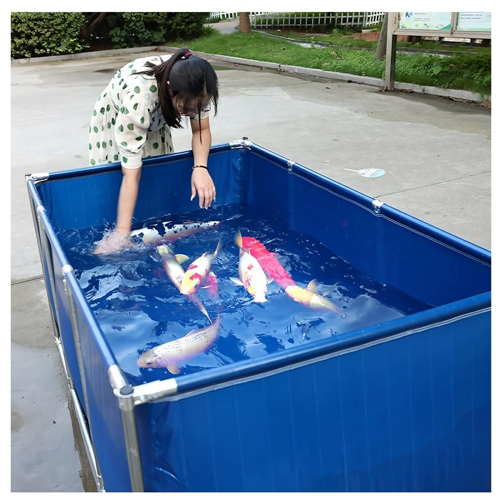 LargeCanvas - Piscina rettangolare pieghevole fuori terra con telaio in acciaio, facile da installare, serbatoio dell'acqua per il campeggio e il divertimento del cortile
