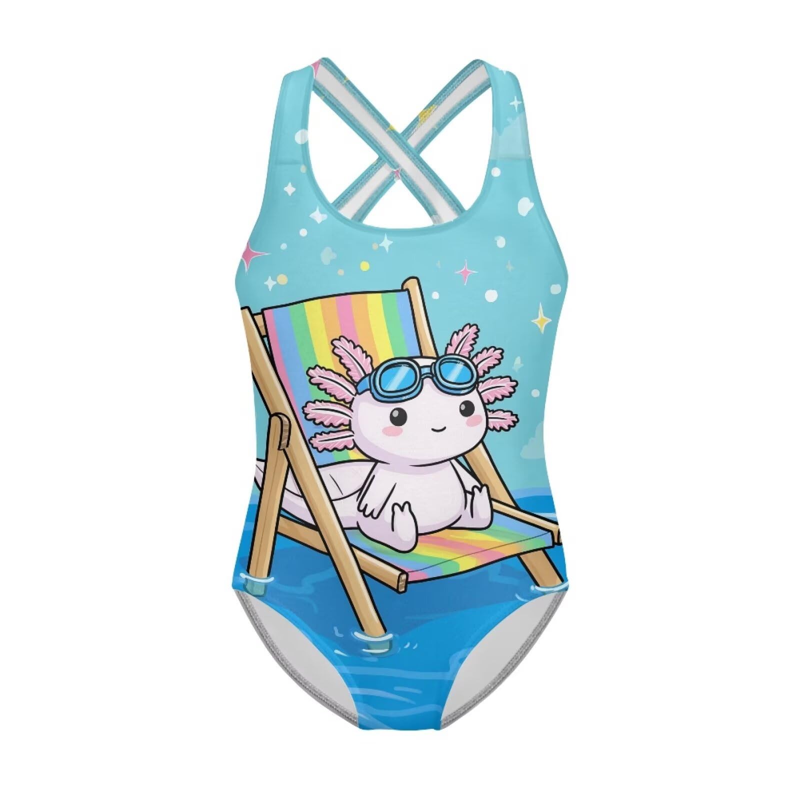 Girls Swimsuit Criss Cross Back 1-Piece Summer Beach Swiwmear