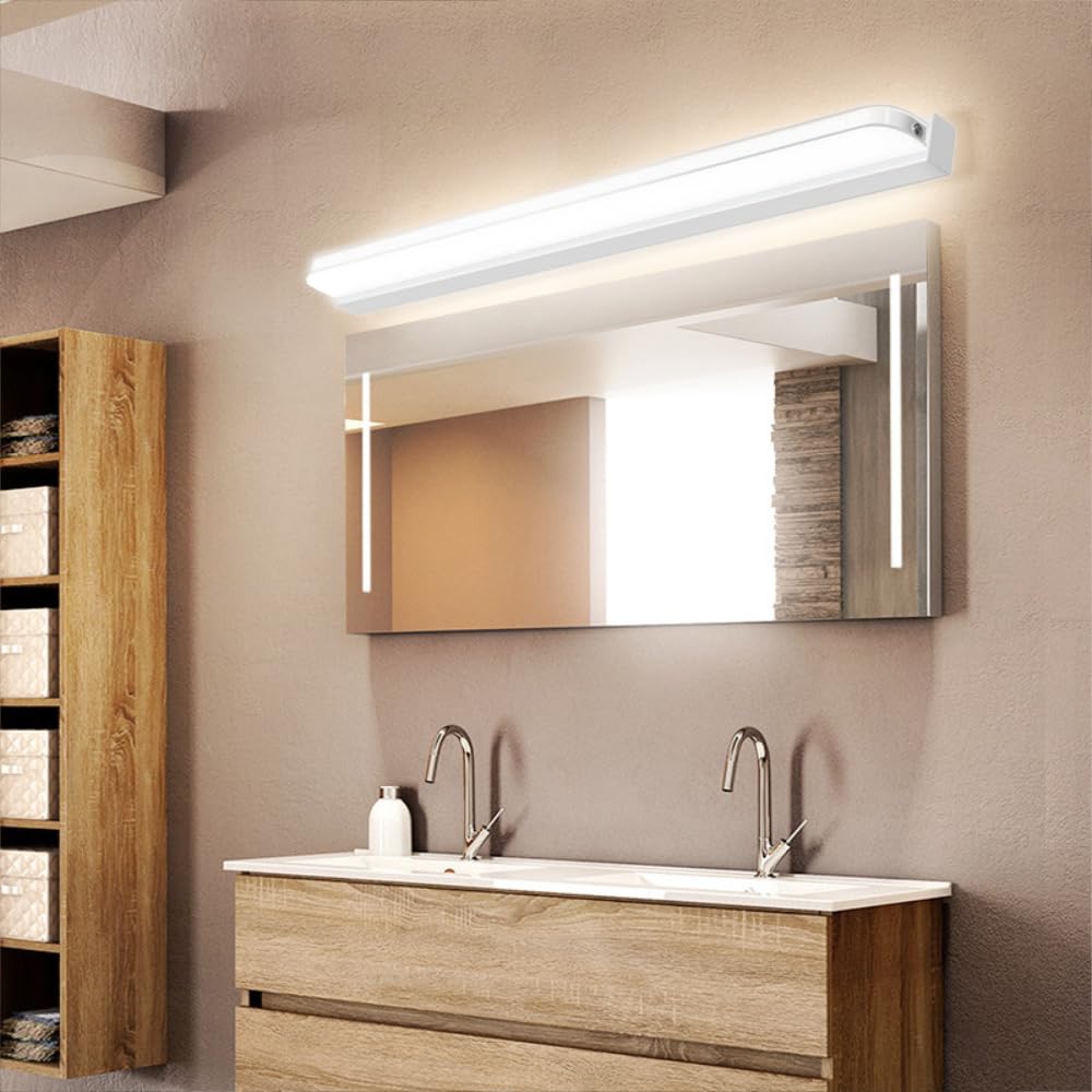 XINYASEE Lampe miroir de salle de bain, applique murale LED en acier inoxydable, 40-50-60cm 9-12-14W 6000K Lumière blanche froide Etanche (non-variable) (Blanc, 60CM)