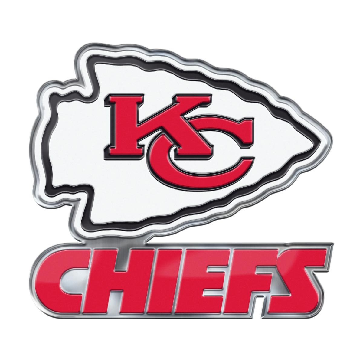 FANMATS60602 Kansas City Chiefs Heavy Duty Aluminum Embossed Color Emblem, Auto Emblem Decal - Alternate