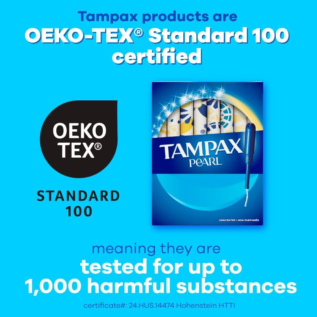 Tampax Pearl Tampons for Women, with LeakGuard Braid, Super Plus Absorbency, Unscented, 50 Count