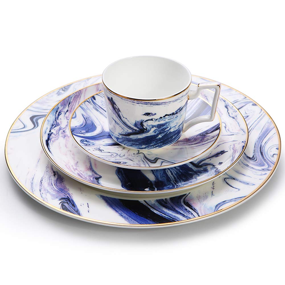 Tinta Azul para Pintar Combinación De Vajilla De Cerámica, Taza De Café Y Platillo, Placa De Porcelana De Phnom Penh