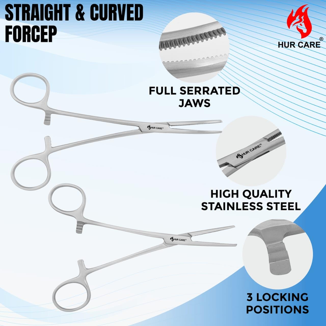 2 Pcs Stainless Steel Self-Locking Fishing Forceps Locking Pliers Piercing Pliers Suturing Piercing Clamp with Powerful Serrated Jaw Multipurpose Pincers for DIY Crafting Pet Grooming (16.3 cm) (2) - Image 3