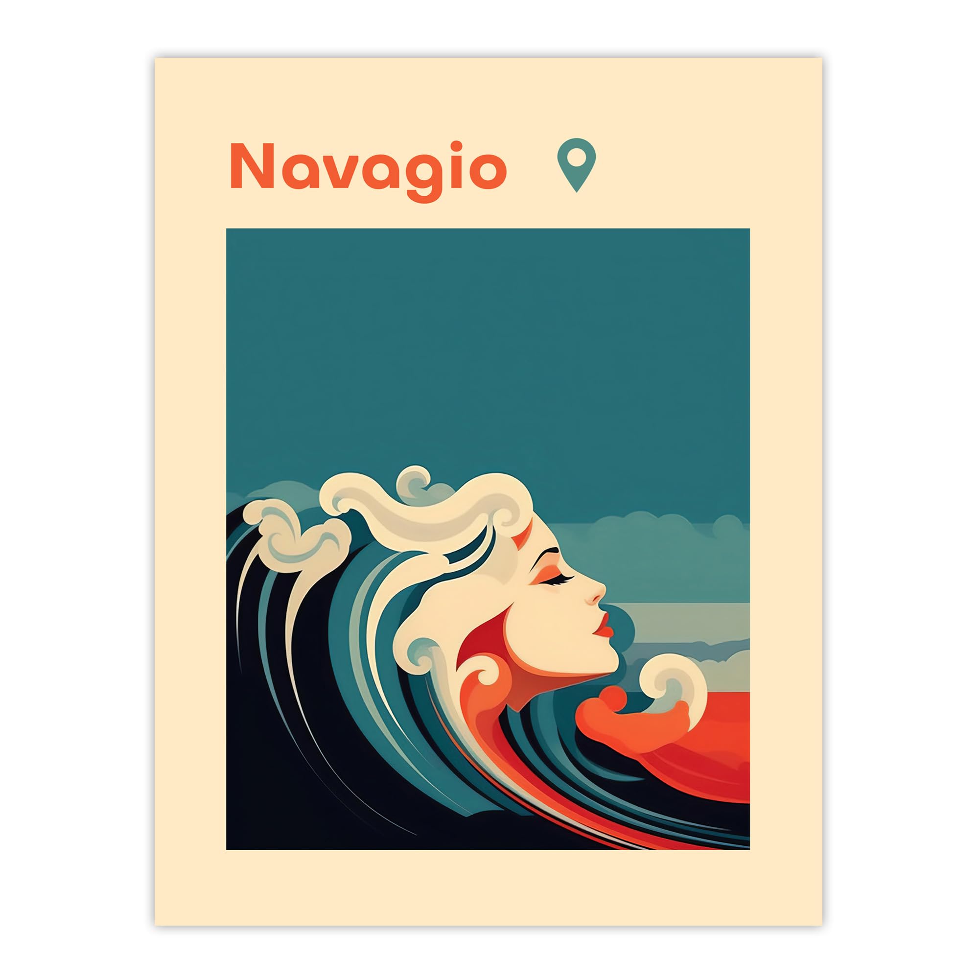 Artery8 The Seaside Calls Navagio Beach Greece Modern Woman of the Waves Sea Siren Ocean Large Wall Art Poster Print Thick Paper 18X24 Inch