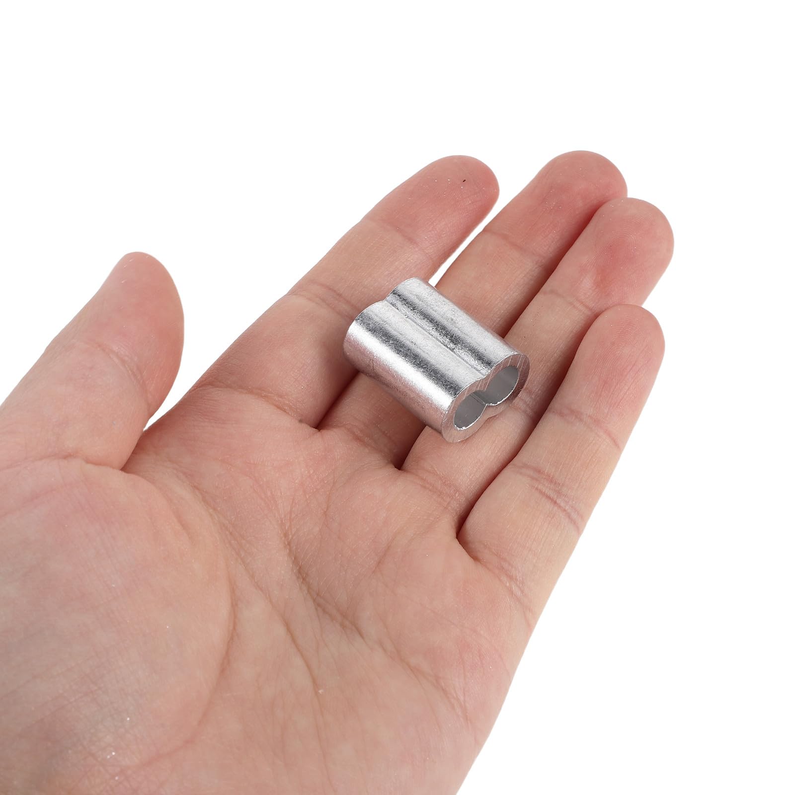 Zerodeko 50 embouts de câble : manchons de câble métallique - manchons de sertissage à double trou en aluminium de 6 mm pour la suspension de chaînes de clôture extérieure