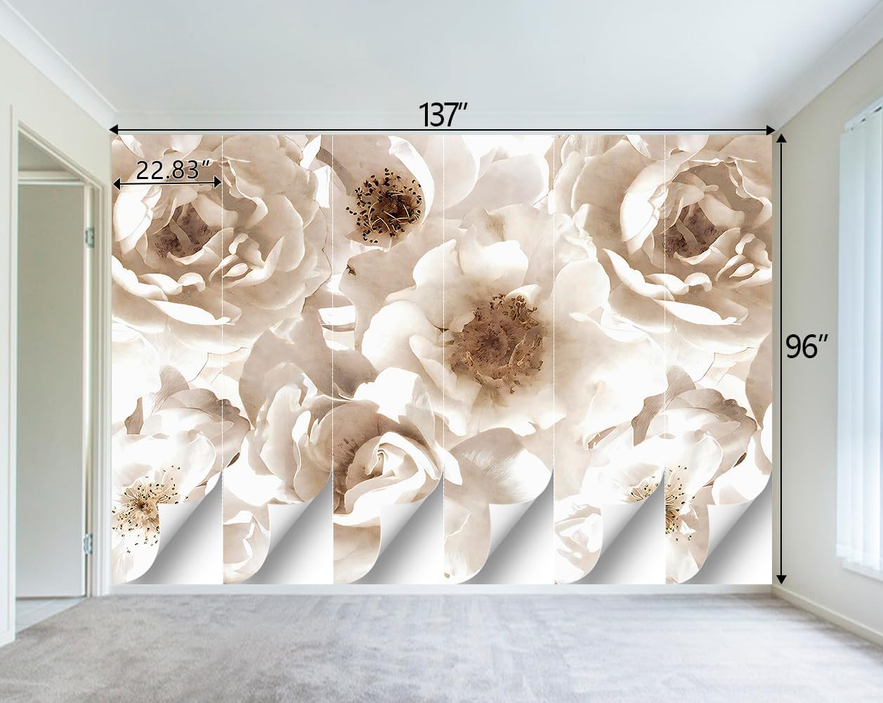 Floral wallpeper for Girls Bedroom Modern Flower Living Room wall Mural - 137"x96"（Not Peel and Stick） image 4