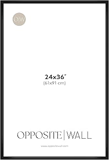 Opposite Wall - 24x36 in - Black Picture Frame - Lightweight, Versatile & Shatterproof - Large Wall Hanging Photo or Poster Frame - Wall Decor for Office, Gallery & Home