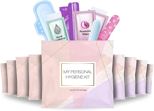 Kit menstrual estilo rosa claro, paquete de 10 unidades Comodidad sobre la marcha Paquete de kit de período para viajes, preadolescentes y