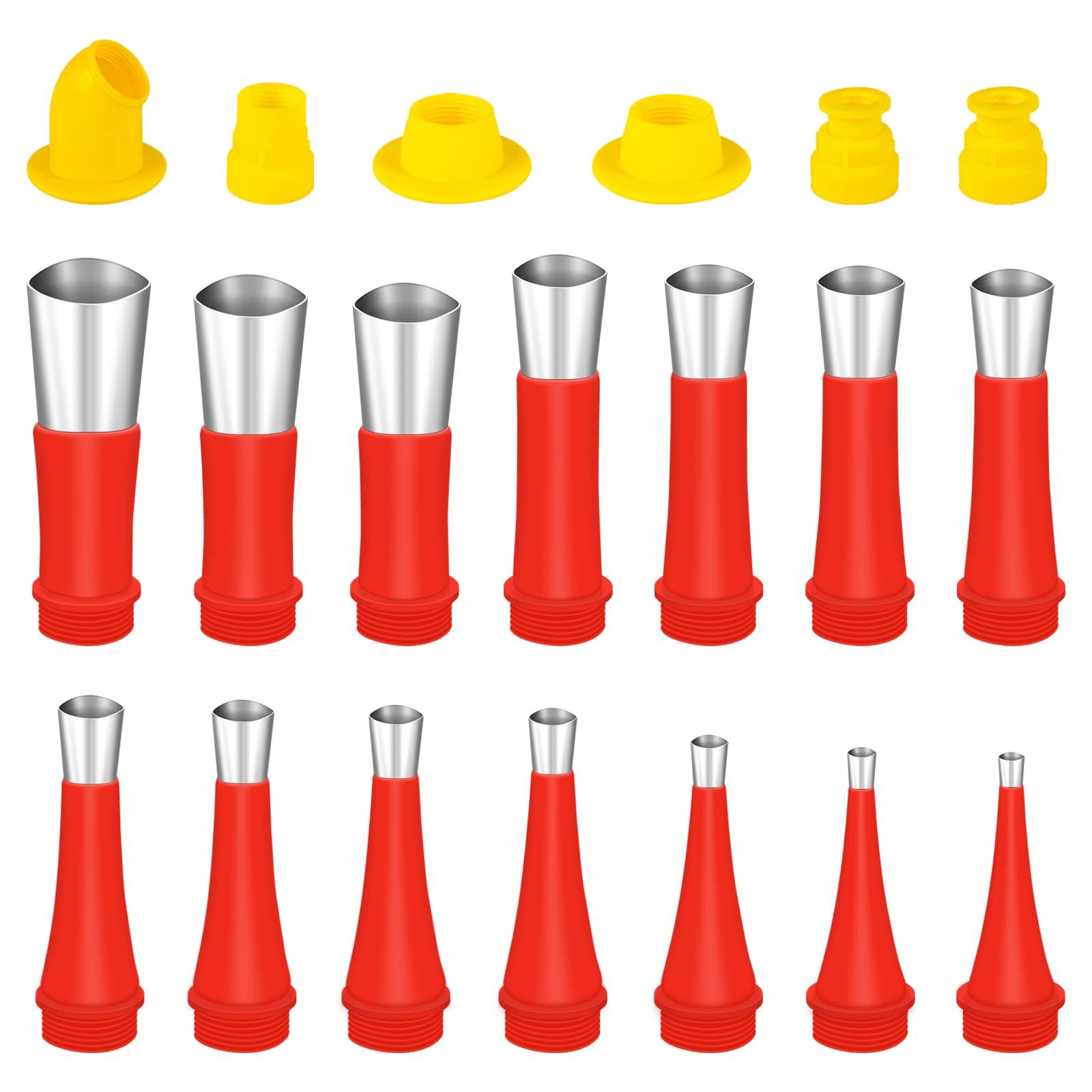 YINARONG 20 Pcs Caulking Nozzle, Reusable Universal Stainless Steel Silicone Caulking Finisher Set, Caulking Tool Kit Caulking Tips Set with 6 Connection Base and 14 Protective Cap
