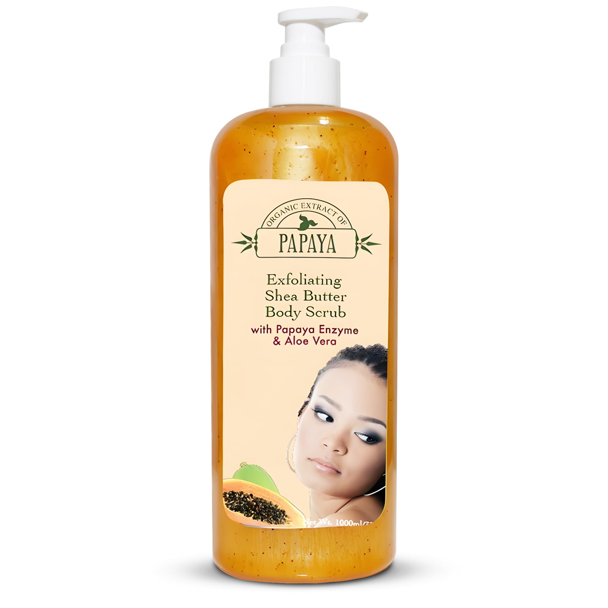 OMIC Organic Extract Of Papaya Exfoliating Body Wash, 33.8 Fl oz 1000ml, with Papaya Oil and Shea Butter