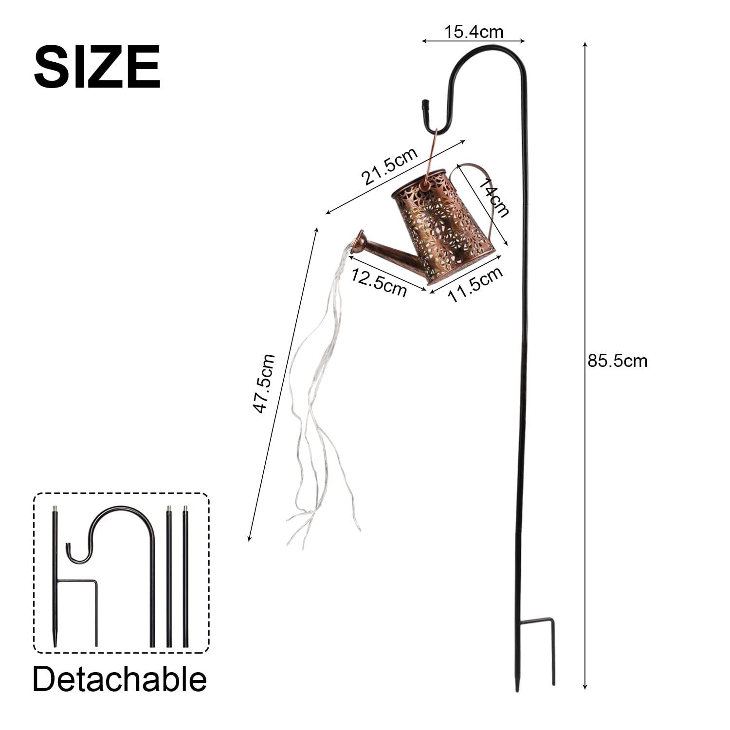 ZWOOS Solar Watering Can with Cascading Lights, Solar Waterfall Lights with String Lights, Waterproof Outdoor Solar Lights for Garden, Patio, Yard and Pathway (Flower - Steady)