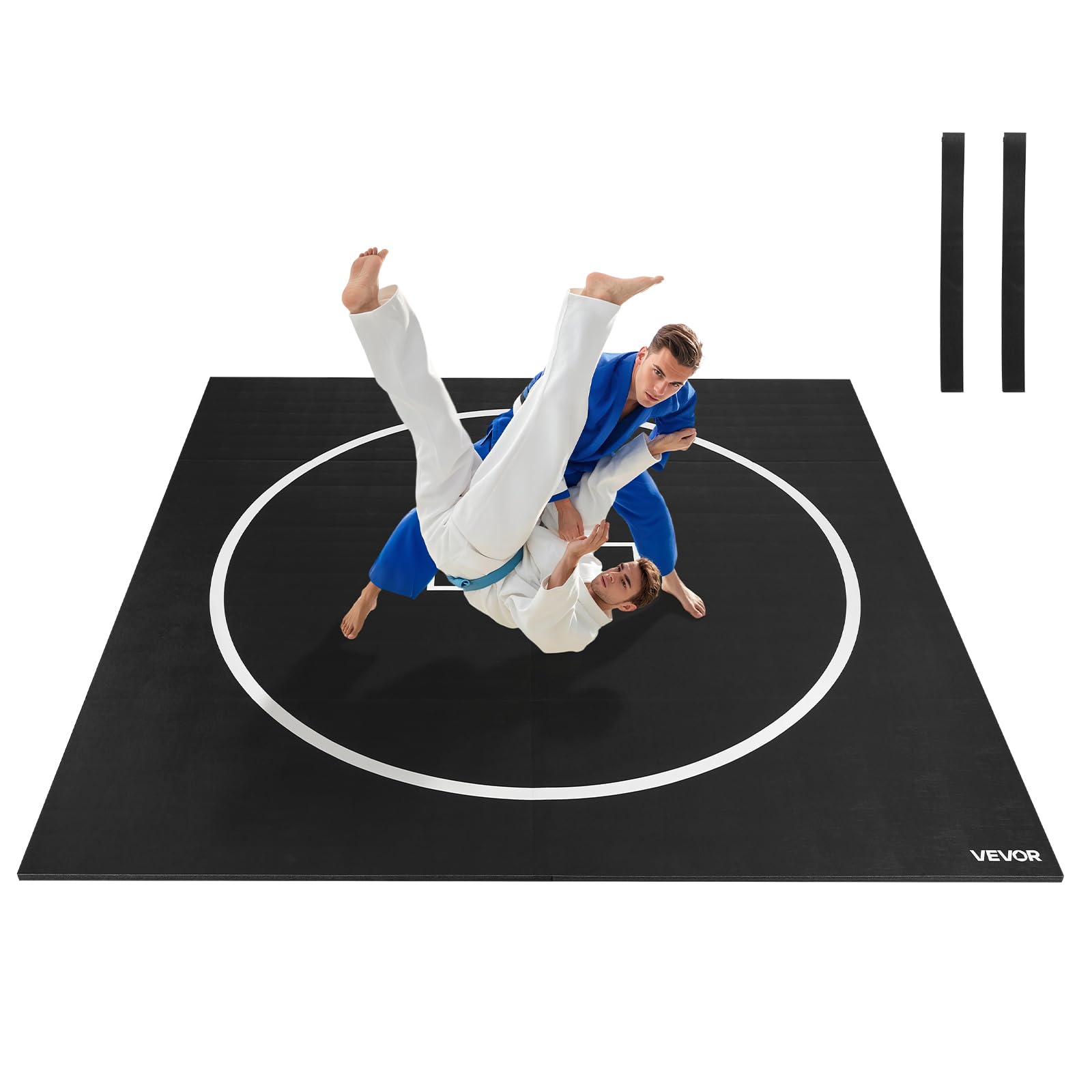VEVOR Wrestling-Matte aus Schaumstoff, 3 m/1,5 m, für Heim-Fitnessstudio, Workout, wasserdicht, PVC, Roll-Up-Trainingsmatten mit Kreisen, für Gymnastik, Tatami, Jiu Jitsu, BJJ, MMA, Judo