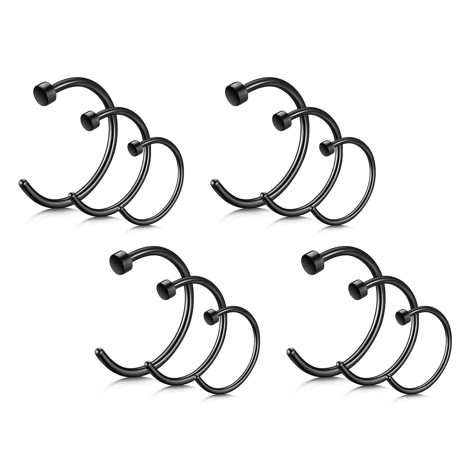 RajnardPiercing Nariz Anillo 18G/20G 6/8/10mm Piercing Nariz Falso Acero quirúrgiPiercing Helix Labio Piercing Cartílago Piercing Joyas 12-24 Piezas