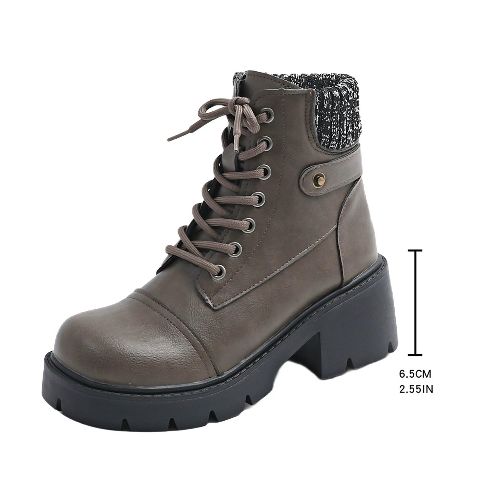 Genérico Botines Mujer Vestir con Cordones Plataforma Botas Punta Redonda Elegantes Zapatos Comodas Ligeros Caminar Bota Informales Antideslizantes Botin para Otoño Invierno Días Fríos y Uso Diario