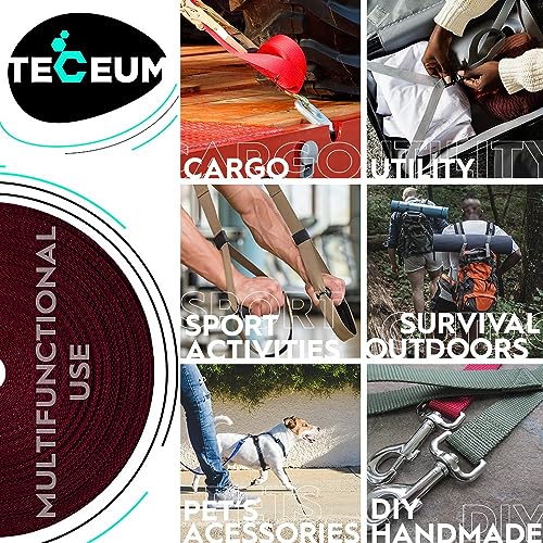 Image of TECEUM 3 /4 inch & 5 /8 inch & 1 inch & 1.5 inch & 2 inch Webbing - 10 25 50 Yards - 40+ Colors - Heavy Duty 1 Inch 1.5 Inch 2 Inch Backpack Straps - Webbing for Outdoors Indoors Crafting DIY