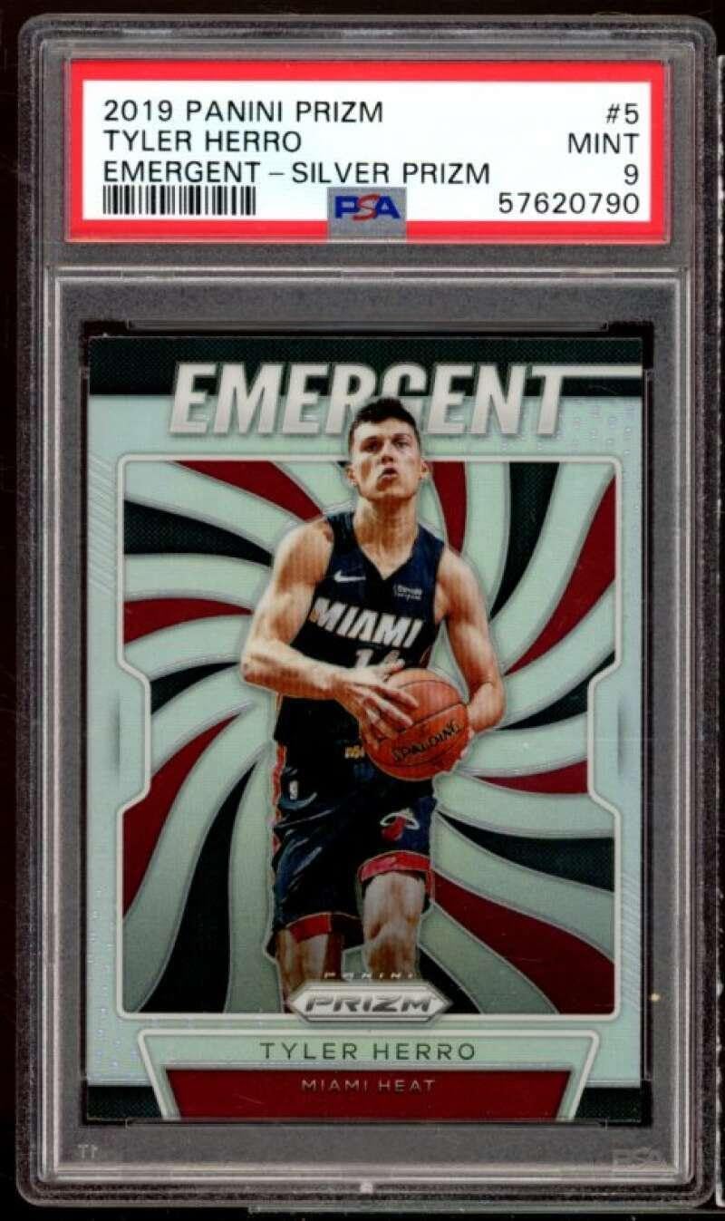 Tyler Herro Rookie Card 2019-20 Panini Prizm Emergent Silver Prizm #5 PSA 9 - Basketball Slabbed Rookie Cards