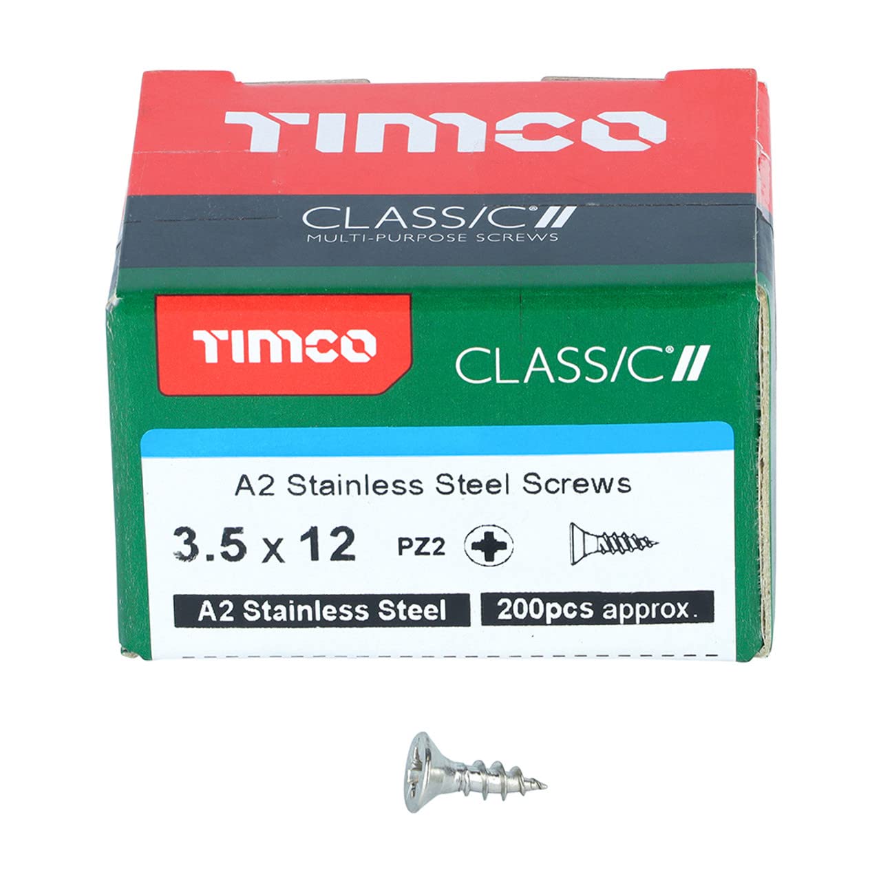 TIMCO Classic Multi-Purpose Screws - 3.5 x 12 - A2 Stainless Steel - Box of 200
