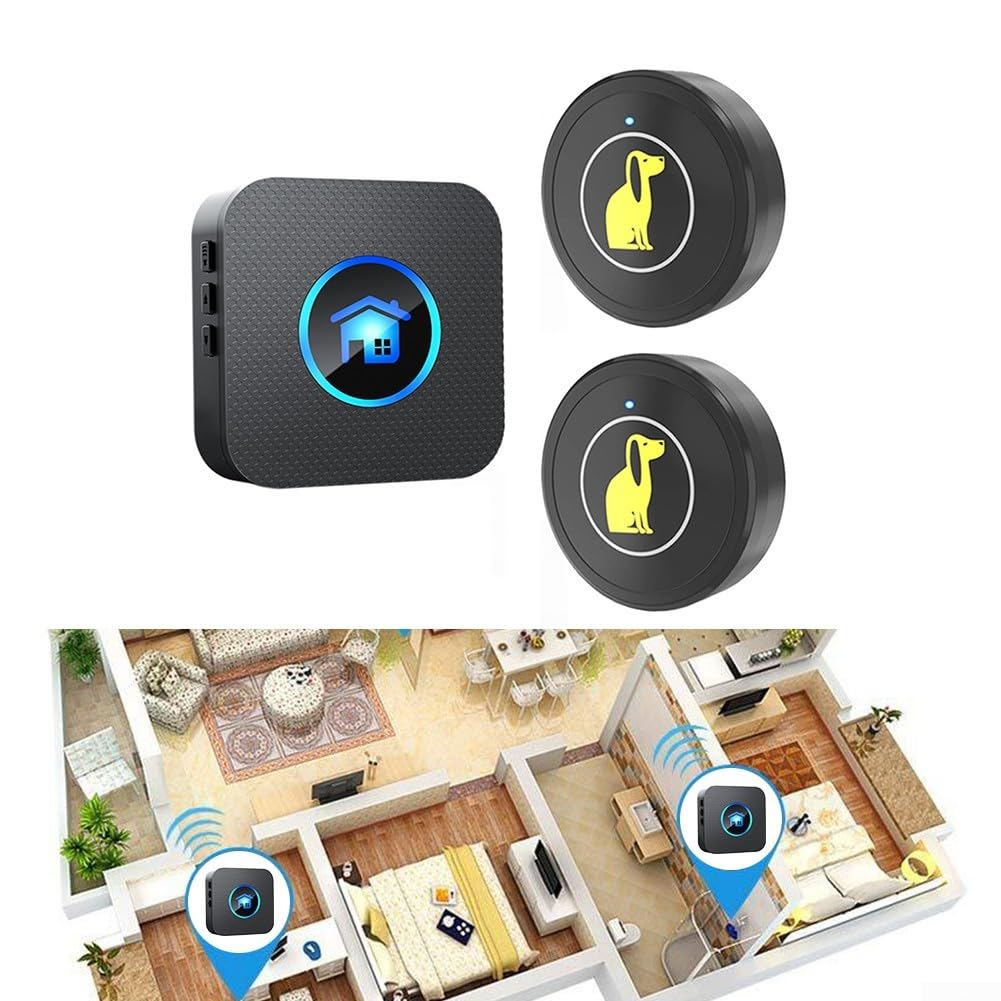 Campanello Wireless Per Cani – 2 Trasmettitori Touch E 1 Ricevitore, Portata 400 M, Per Addestramento E Richiamo