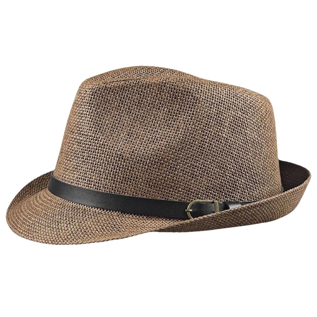Cappello da sole in paglia Fedoras da pesca all'aperto Trilby da donna e da spiaggia, cioccolato, 7/7 1/8