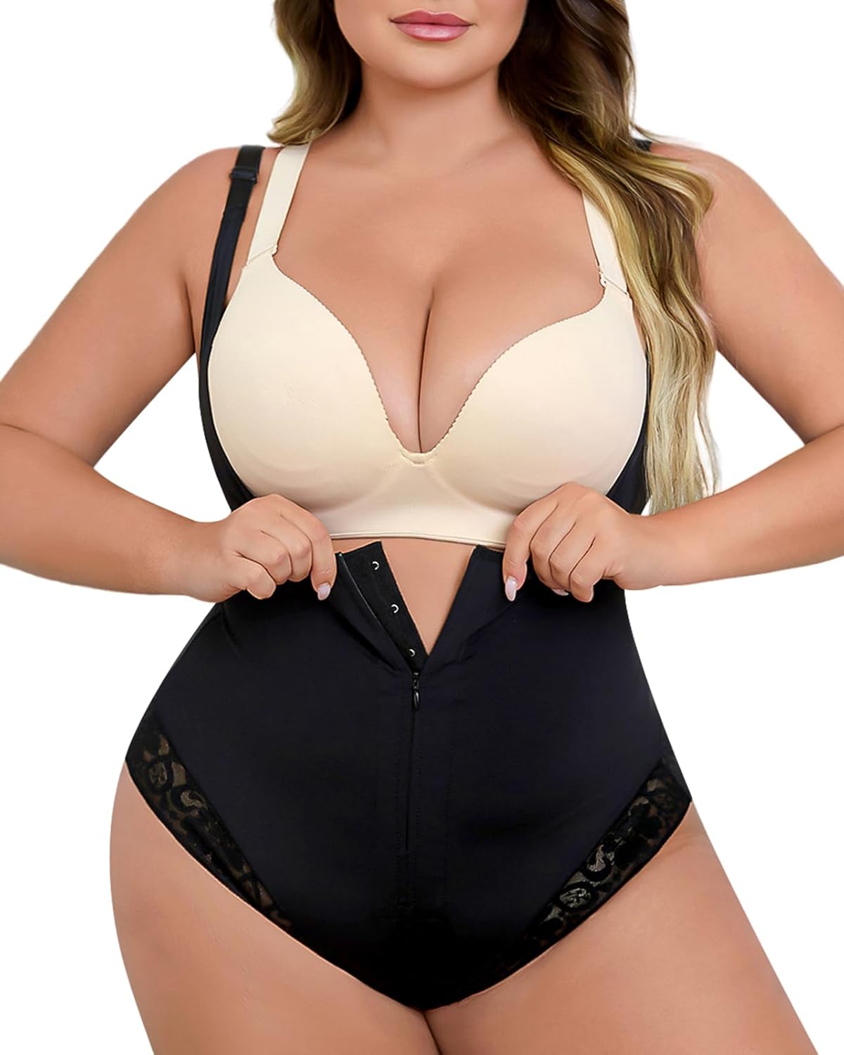 Plus Size Shapewear Bodysuits for Women Body Shaper with Invisible Zipper Seamless Bodysuit