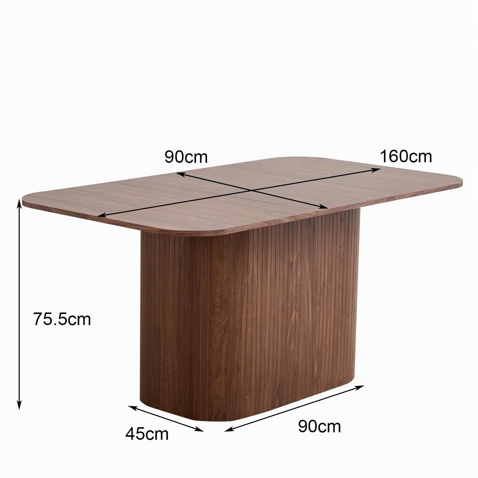 GrandCA HOME Mesa de Comedor Rectangular con Esquinas Redondeadas, Moderna Mesa de Comedor de 160 cm con Base de Madera, Amplia Superficie de Trabajo de MDF, 4-8 Personas, Color Travertino Amarillo